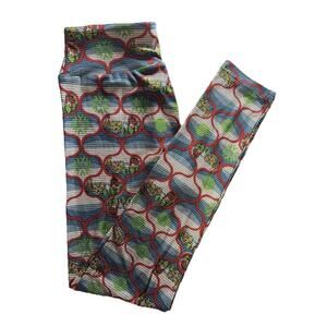 New LuLaRoe Holiday Themed Geometric Santa Claus Pattern Leggings Size OS (2-10)